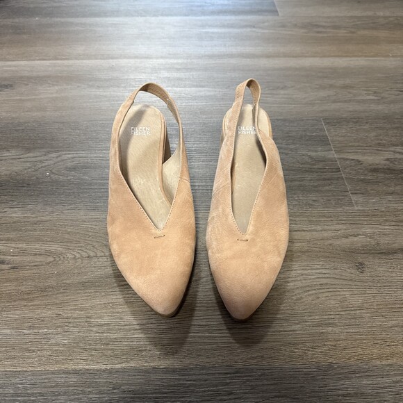 Eileen Fisher Shoes - Eileen Fisher Gatwick Nubuck Slingback Block Heel Pumps Size 9.5